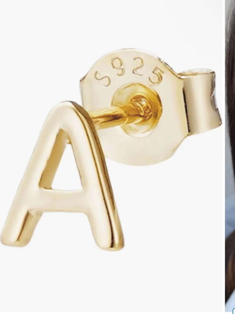 Adornia Initial 925 Sterling Silver Stud Earring